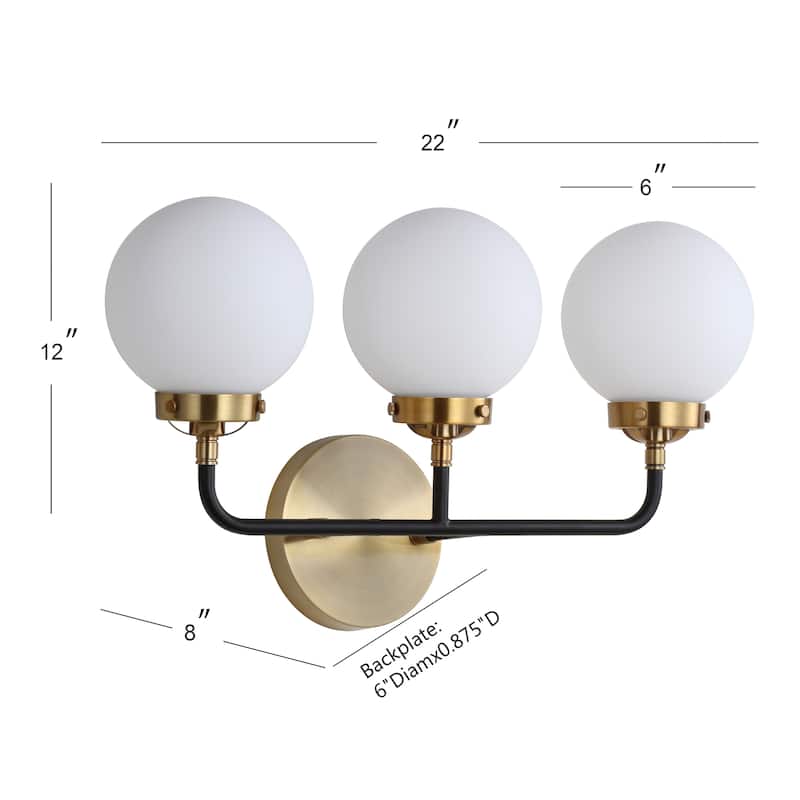 Bevin Contemporary Transitional Iron/Glass LED Vanity Light, by JONATHAN Y