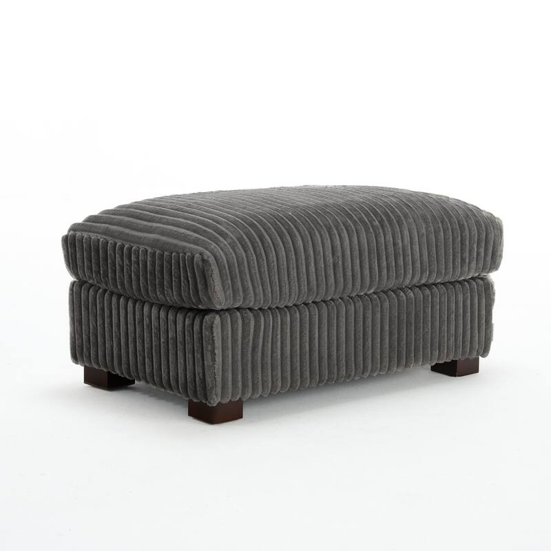 40" W Oversized Rectangle Plush Corduroy Ottoman