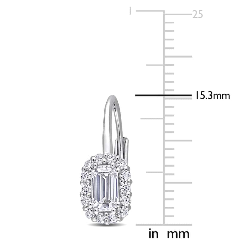 Miadora 4/5ct DEW Octagon-cut Moissanite Halo Drop Leverback Earrings in Sterling Silver