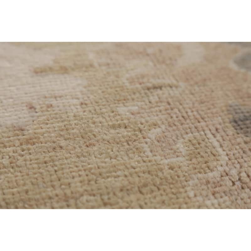 Hand Knotted Oriental 100% Wool Carpet Transitional All-Over Beige & Ivories Oushak Area Rug - 9' 10'' X 7' 9''