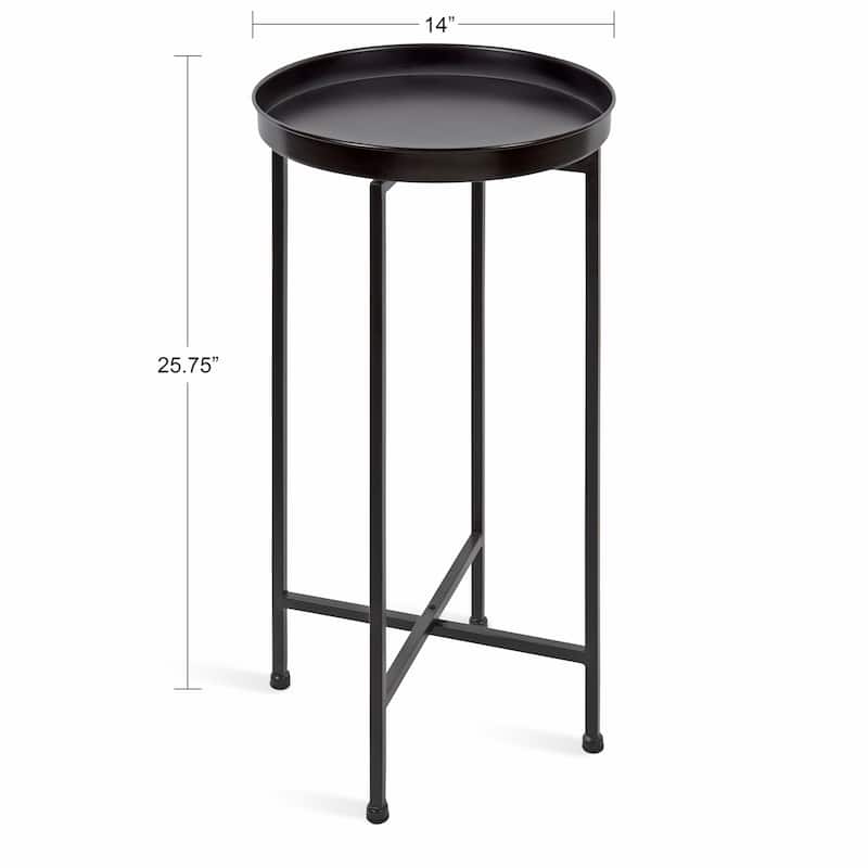 Kate and Laurel Celia Round Foldable Metal Accent Table - 14x14x26