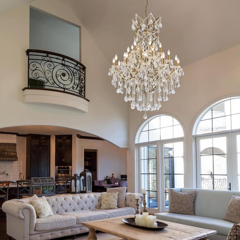 KAYLA Large Crystal Chandelier-12/24-Light Chandelier Light Fixture Modern Maria Theresa Crystal Chandeliers