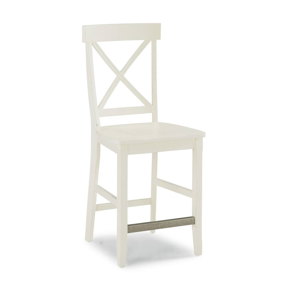 Homestyles Nantucket Off-White Wood Counter Stool with Wood Top - 19' x 21' x 45'