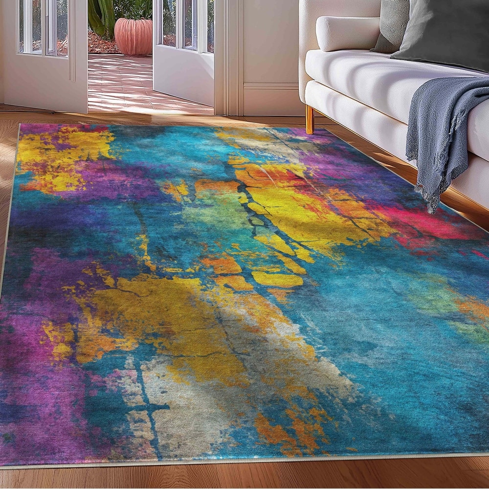 Well Woven Apollo Abstract Energie Bold Modern Multi Low Pile Area Rug