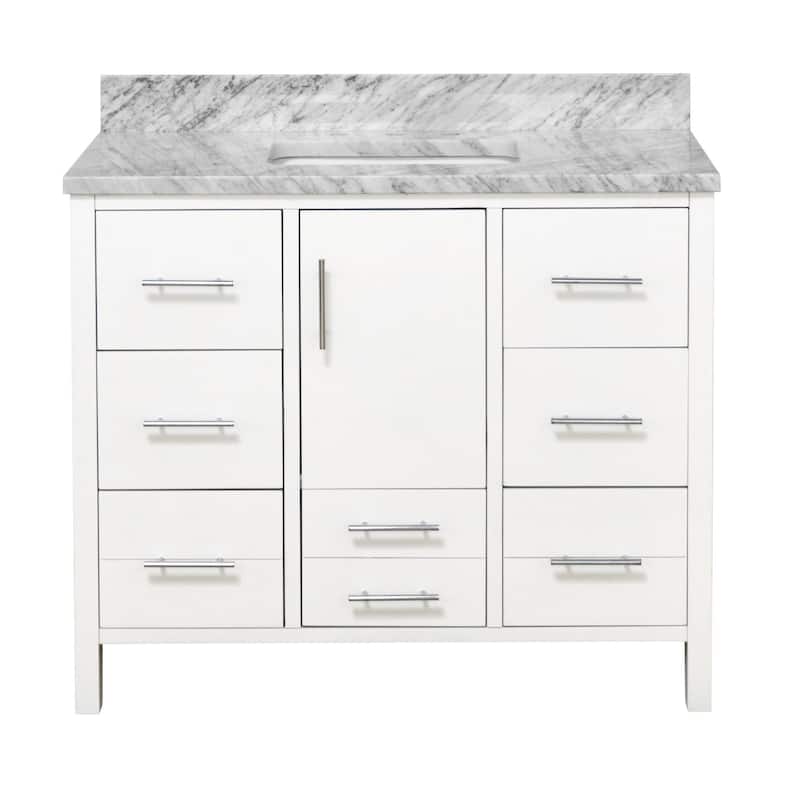 KitchenBathCollection California 42" Bathroom Vanity with Carrara Marble Top