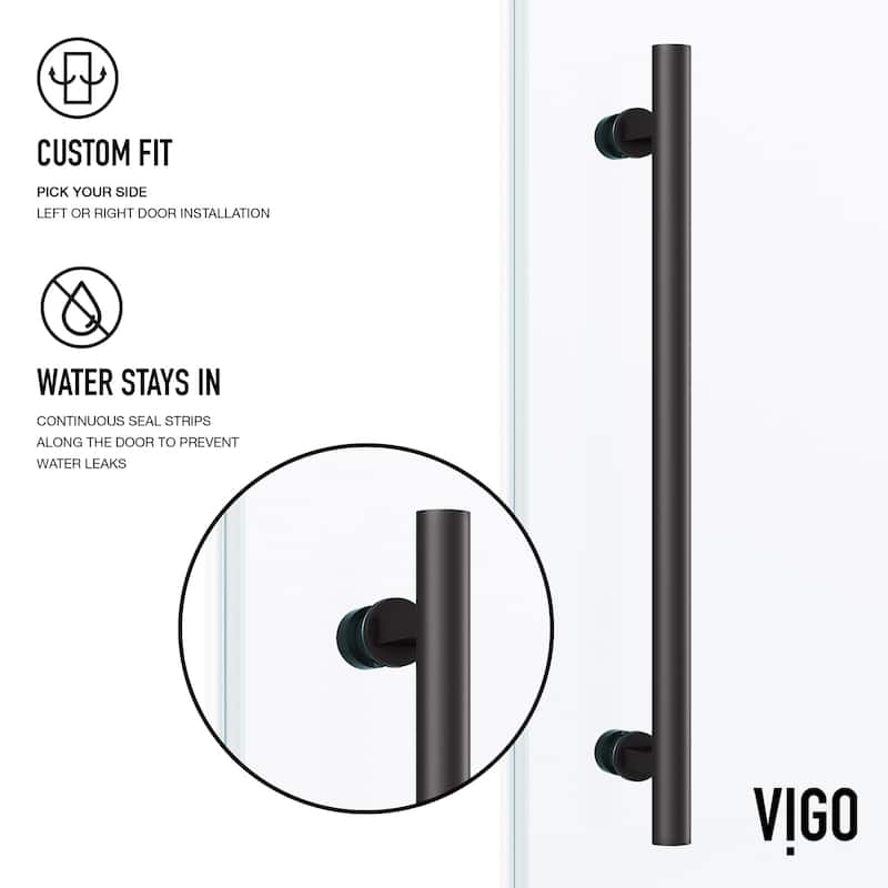VIGO Elan 56" to 60" W x 74" H Frameless Sliding Shower Door