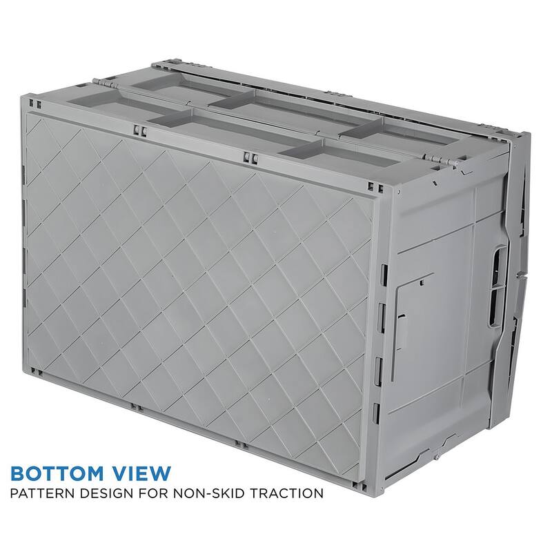Mount-It! Collapsible Plastic Storage Crate Collapsible Utility Distribution Container with Attached Lid - MI-908