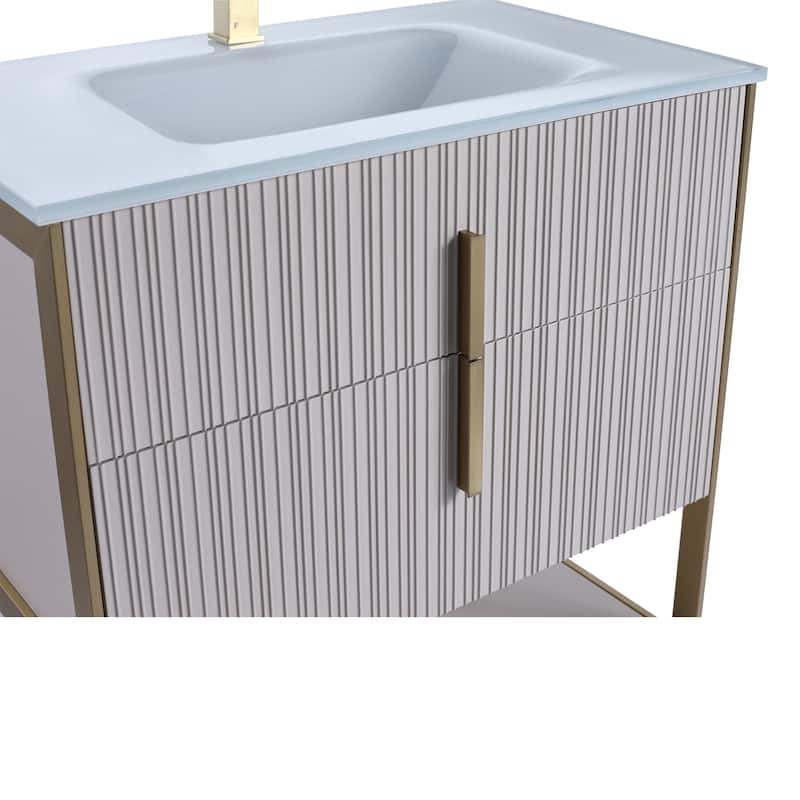 Fine Fixtures Serenity Modern Bathroom Vanity with White Glass Top