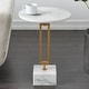 preview thumbnail 1 of 8, White Marble Geometric Accent Table with Gold Metal Rectangular Stand White
