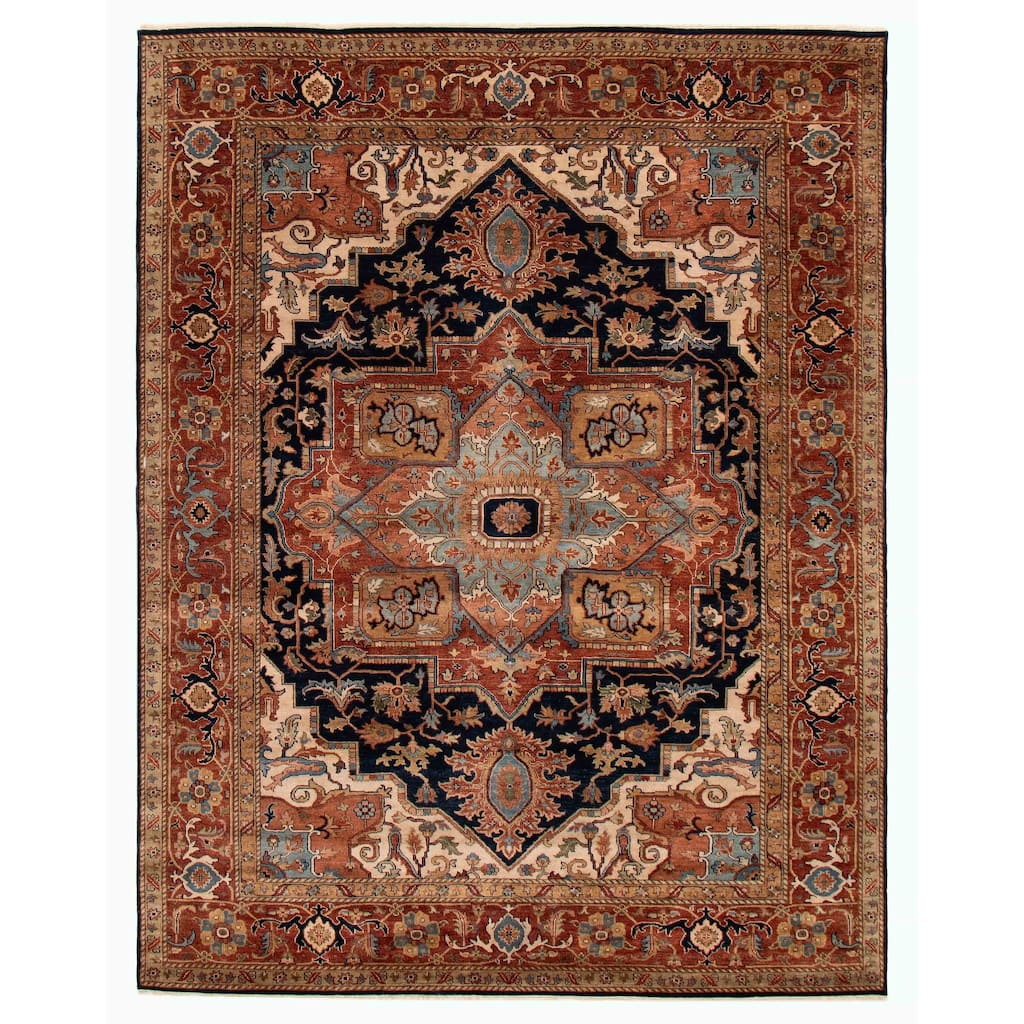 ECARPETGALLERY Hand-knotted Jules Sultane Dark Navy Wool Rug - 8'8 x 11'3