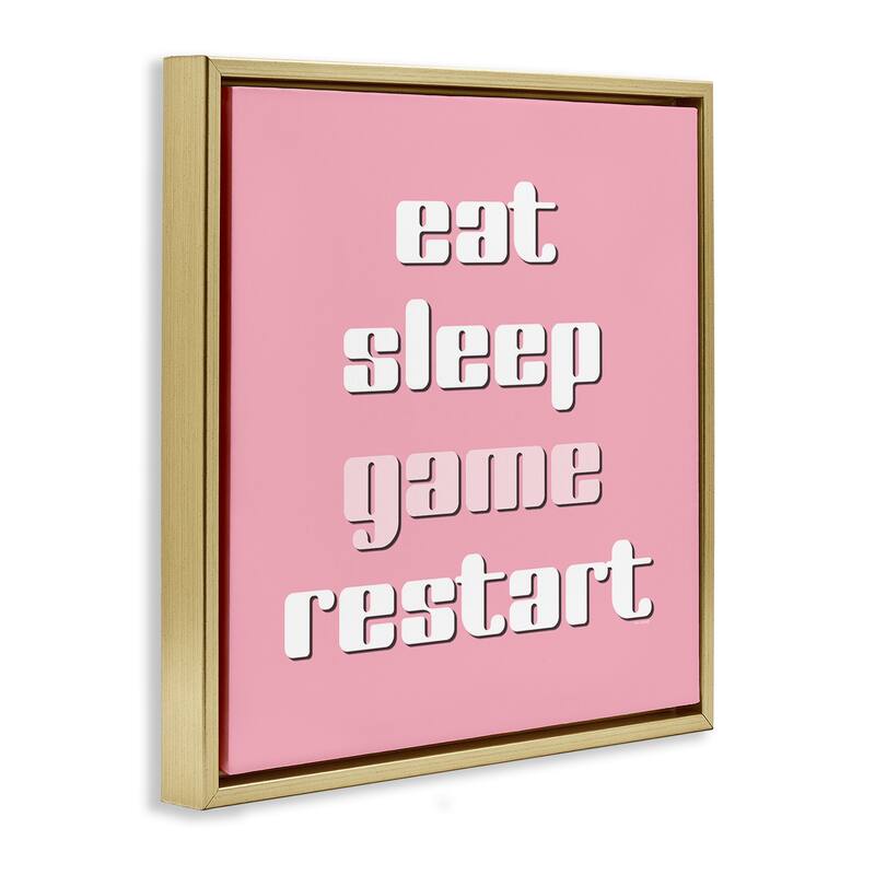 Stupell Gamer Phrases on Pink Framed Floater Canvas Wall Art Design By Yass Naffas Designs