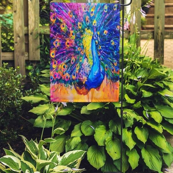 Watercolor Artist Original Oil Painting On Canvas Colorful Peacock Modern  Garden Flag Decorative Flag House Banner 12X18 - Overstock - 31344160