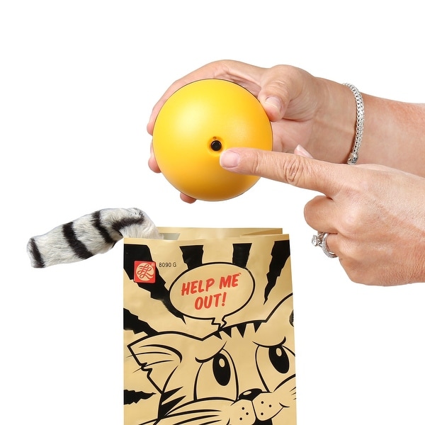 Leading Edge Tabby Cat In The Bag Toy Funny Motorized Ball and