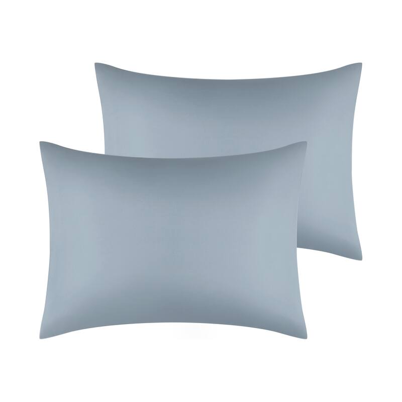 Set of 2 Satin Pillowcases with Envelope Closure for Home 20x26 - Dark Grey - Queen(20"x30")