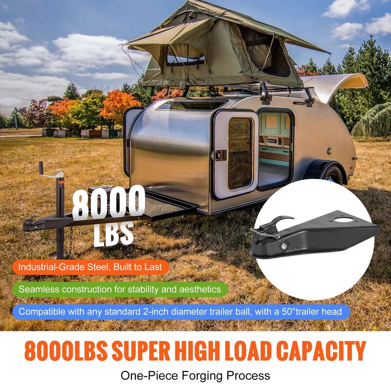 A-Frame Trailer Coupler for Towing Station Wagons, Pickup Trucks, SUVs, Campers, Black Coating Surface