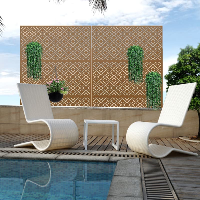 Metal Privacy Screen Wall Decoration Free Standing-6.3 ft. H X 4 ft. W