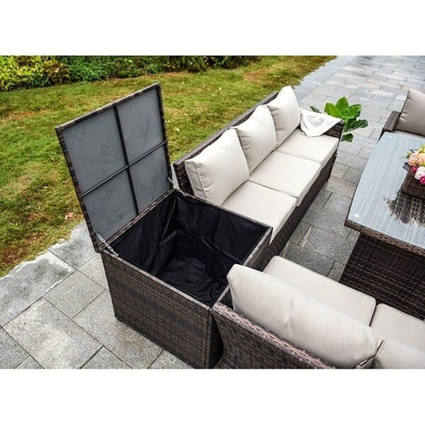 Moda 7 Piece Outdoor Sofa Set Wicker Patio Sectional Furniture