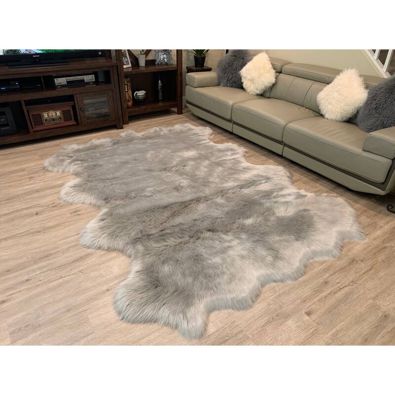 Ovella Home Premium Luxurious Faux Sheepskin 8-Pelt Plush Shag Area Rug - 6' x 8' - 6' x 8'