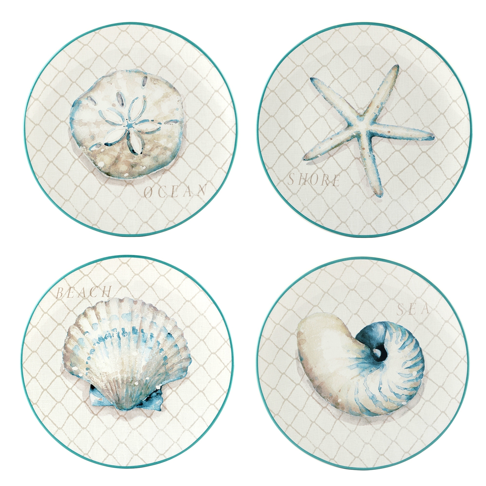Certified International Ocean View Set of 4 Dinner Plates - 11" Diam x 1"