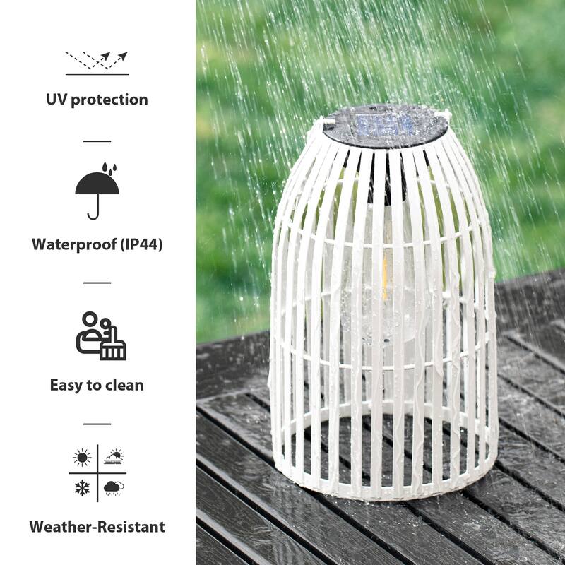 Glitzhome Set of 2 Metal Solar Powered Outdoor Hanging Lantern