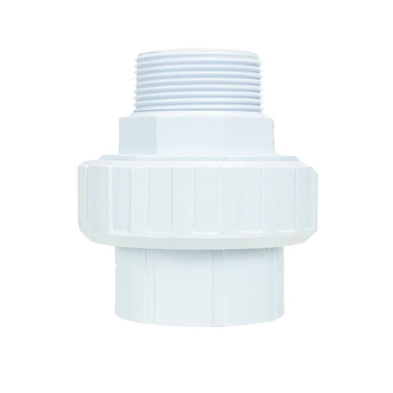 3.75" White HydroTools Swimming Pool Standard ABS Female Socket and Male Threaded Union