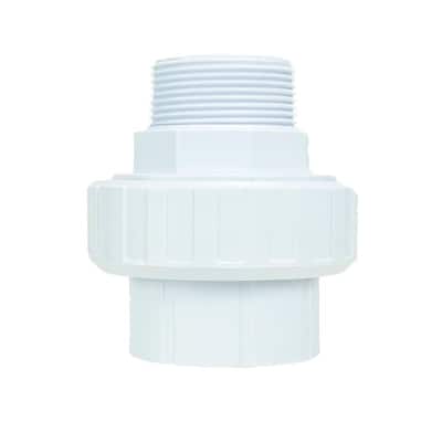 3.75" White HydroTools Swimming Pool Standard ABS Female Socket and Male Threaded Union
