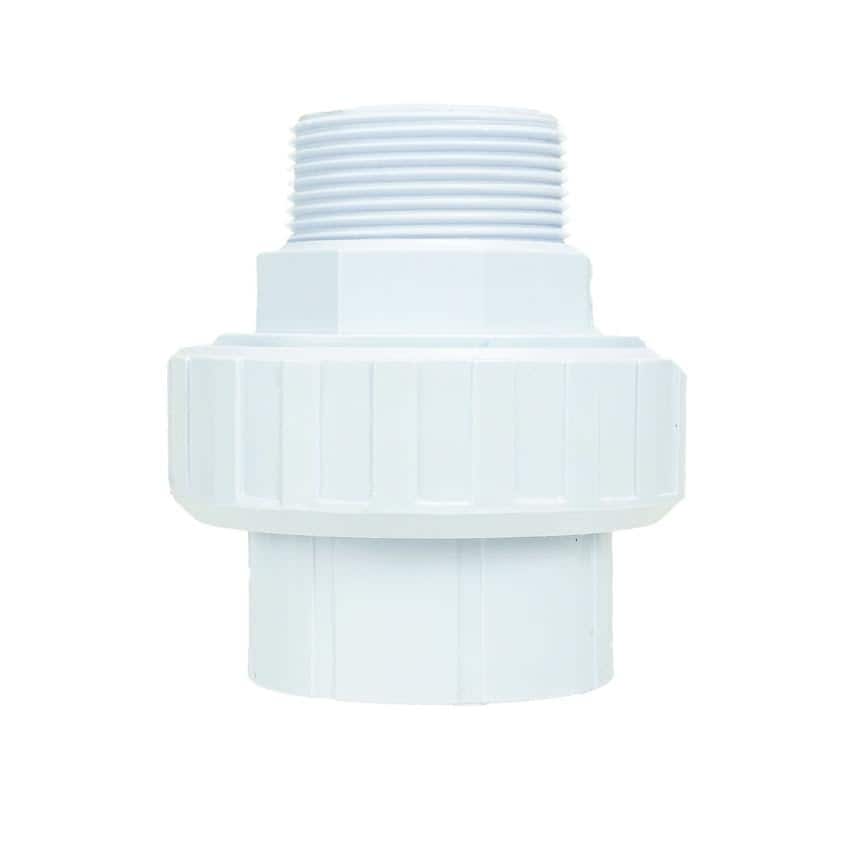 3.75" White HydroTools Swimming Pool Standard ABS Female Socket and Male Threaded Union