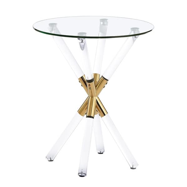 Best Master Furniture Sheryl Round Glass End Table Gold On Sale