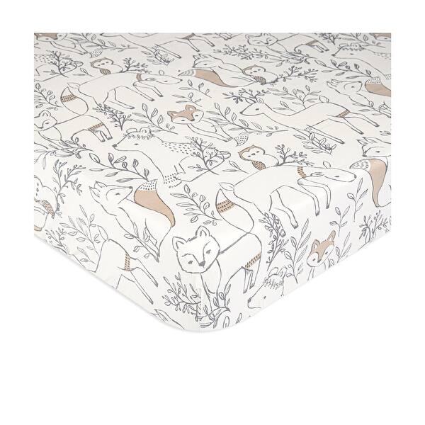 slide 2 of 14, Crane Baby Ezra Crib Fitted Sheet Woodland