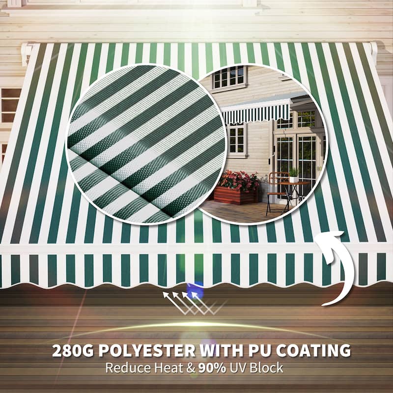 Outsunny 8' x 6.6' Patio Retractable Awning/Manual Exterior Sun Shade Deck Window Cover