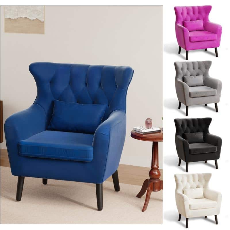 Tuft Velvet Living Room Thick Cushion Accent Chair (Set of 2)