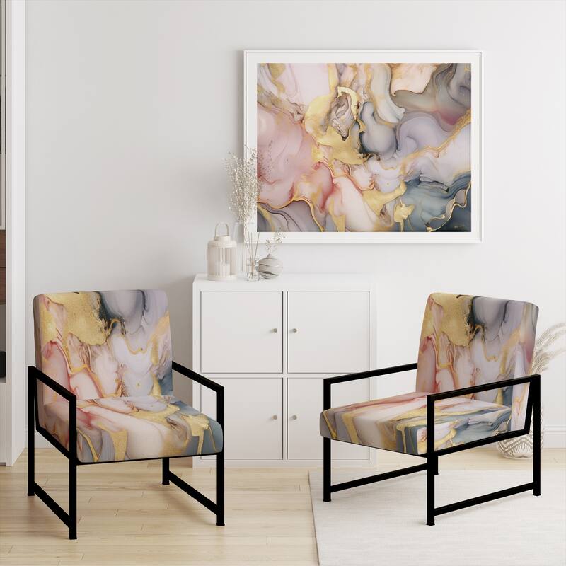 Designart "Segment Layers of Marbled Rock" Upholstered Fractals Accent Chair and Arm Chair
