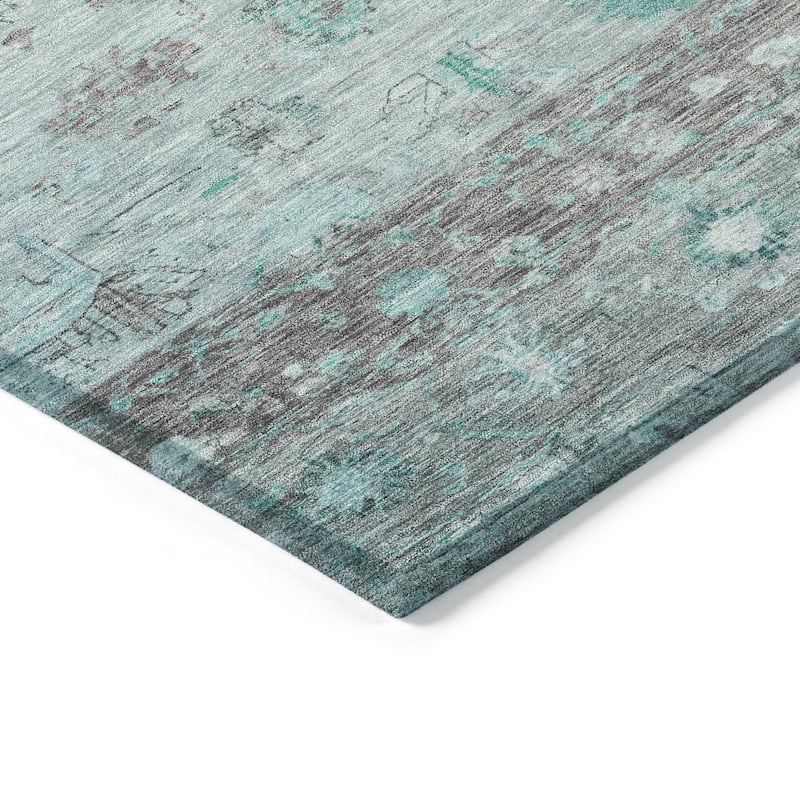 Machine Washable Indoor/ Outdoor Traditional Border Chantille Rug
