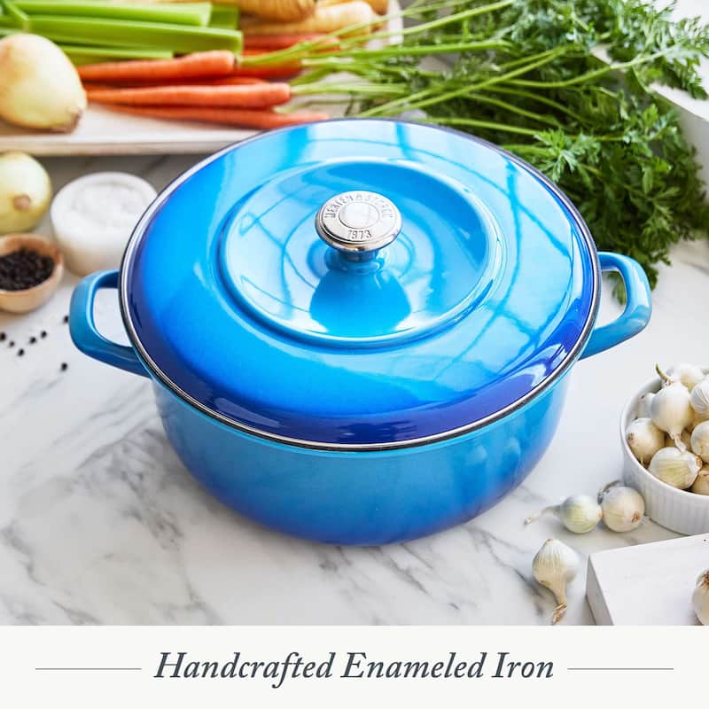 Merten & Storck German Enameled Iron, Round 5.3QT Dutch Oven Pot with Lid