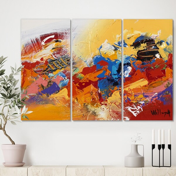 Designart 'Abstract Red and Yellow 03' Premium Modern Canvas Wall Art ...