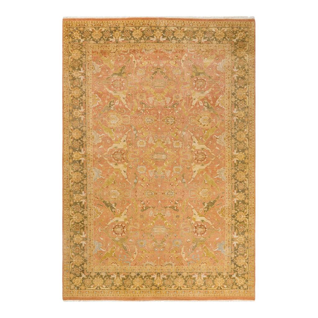Overton Hand Knotted Wool Vintage Inspired Traditional Mogul Brown Area Rug - 6'1" x 9'1"