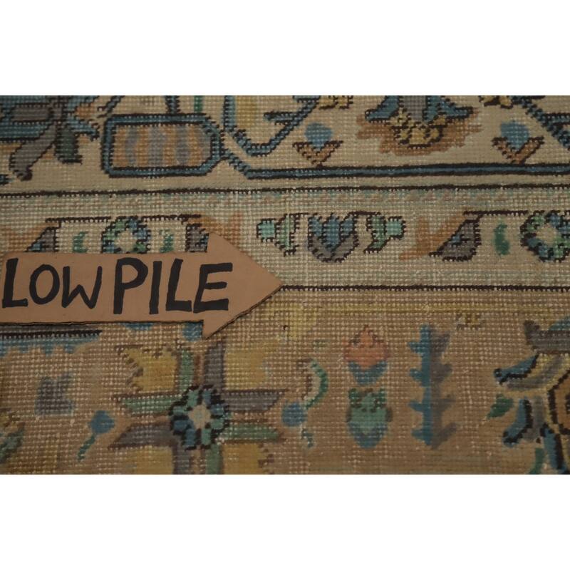 Hand Knotted Oriental 100% Wool Carpet Traditional Floral Beige & Ivories Tabriz Area Rug - 11' 1'' X 8' 3''