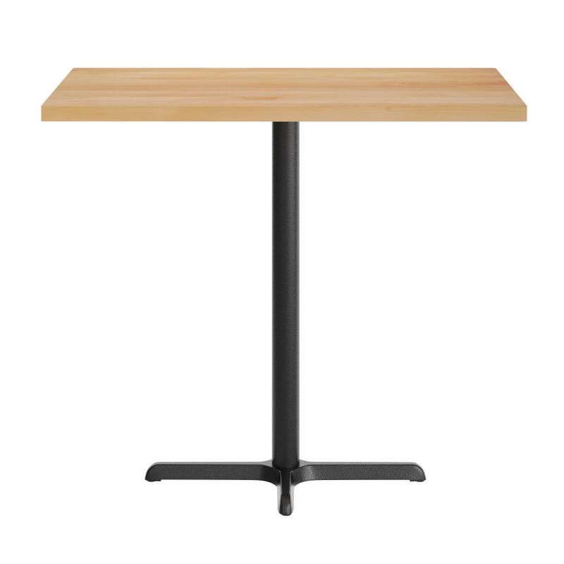 Rectangular Solid Wood Commercial Tabletop with 23.5" x 29.5" Bar Height X-Base - 30"W x 48"D x 42"H