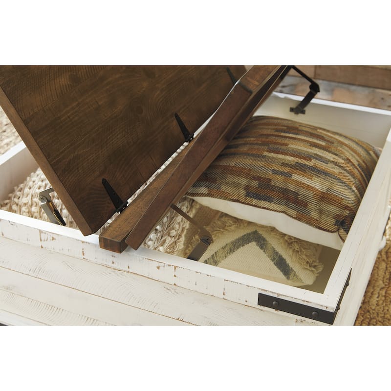 Signature Design by Ashley Wystfield Brown/White Coffee Table with 2 End Tables - 36" W x 36" D x 18" H