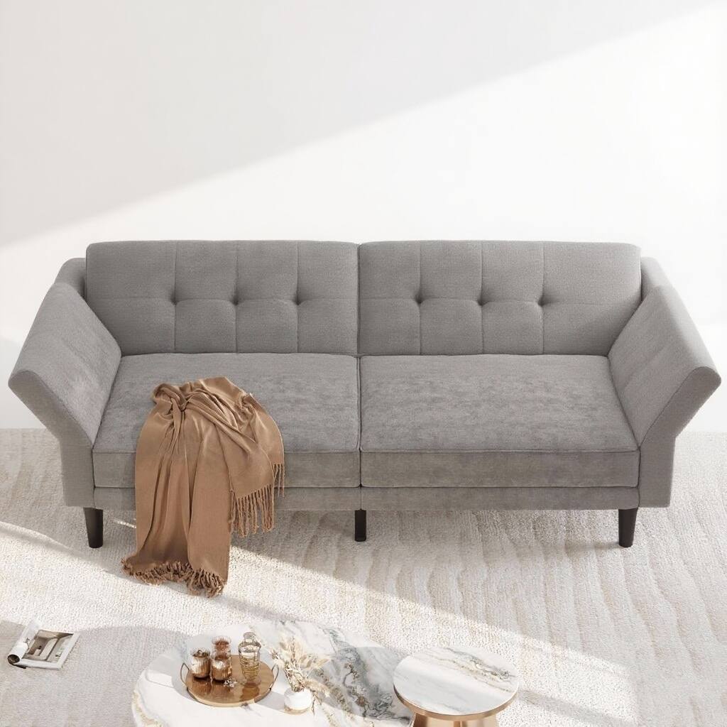 89" Futon Sofa Bed, with Adjustable Backrest & Armrest