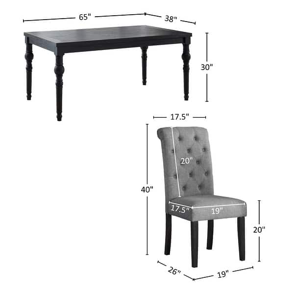 dimension image slide 0 of 4, Roundhill Furniture Leviton 7-pc Dark-wash Wood Dining Set