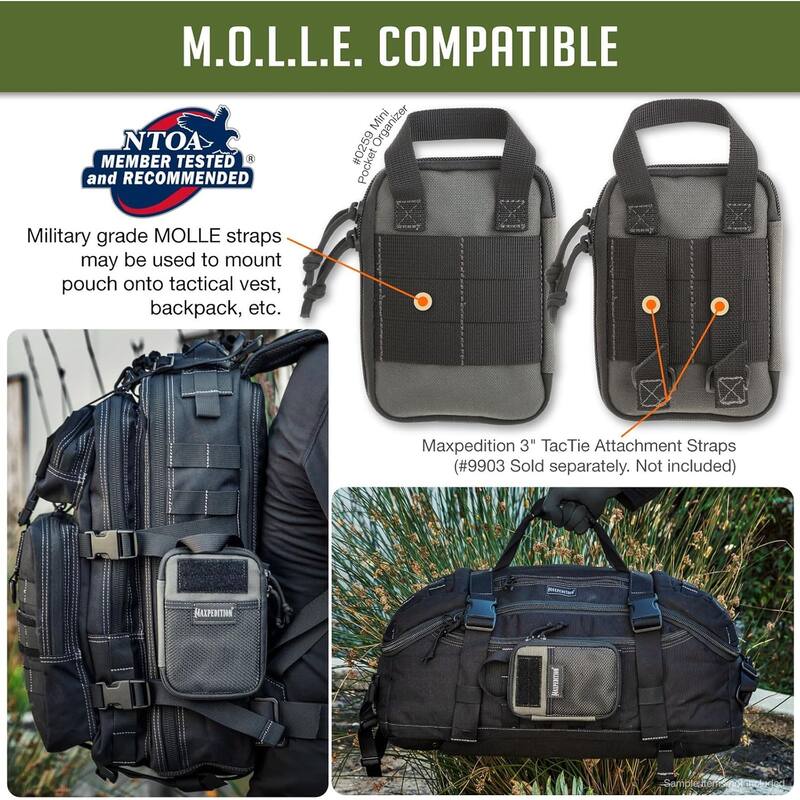 Lightweight Durable Mini Pocket Organizer MOLLE Pouch, Wolf Gray
