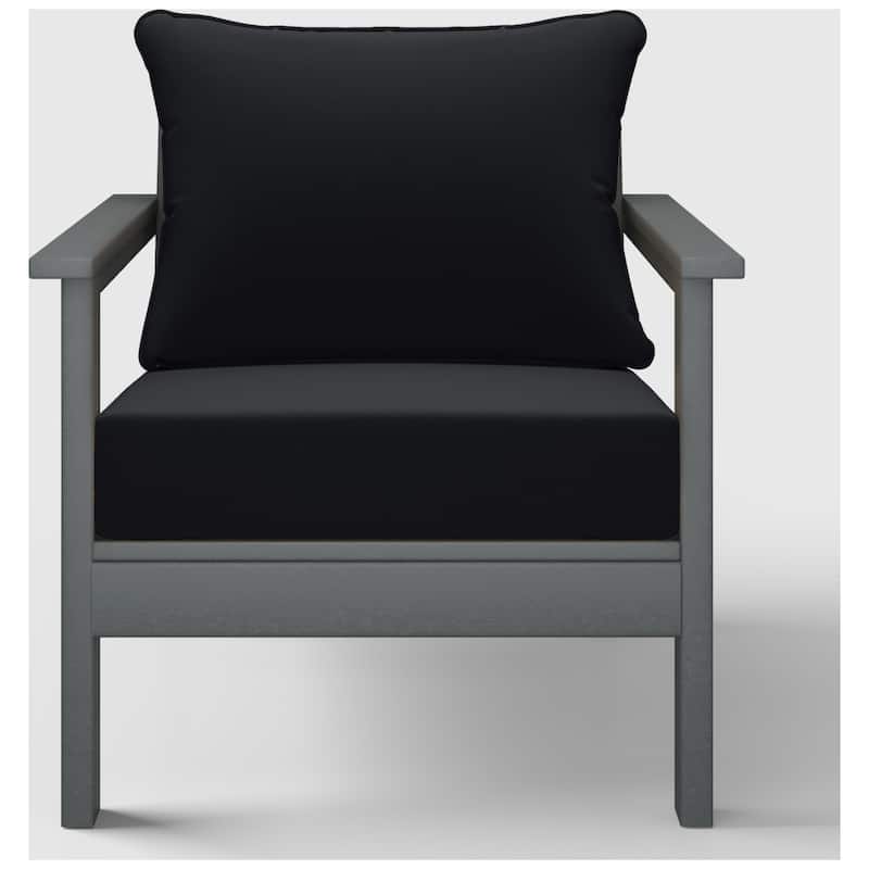 Birchwood All Weather HDPE Outdoor Patio Deep Seating Gray Club Chair With Cushions (1-Piece)