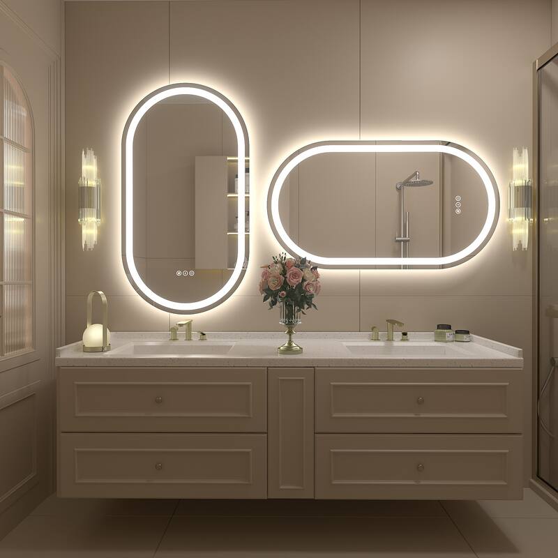 UL Certified Oval LED Lighted Anti-fog Wall Bathroom Vanity Mirror