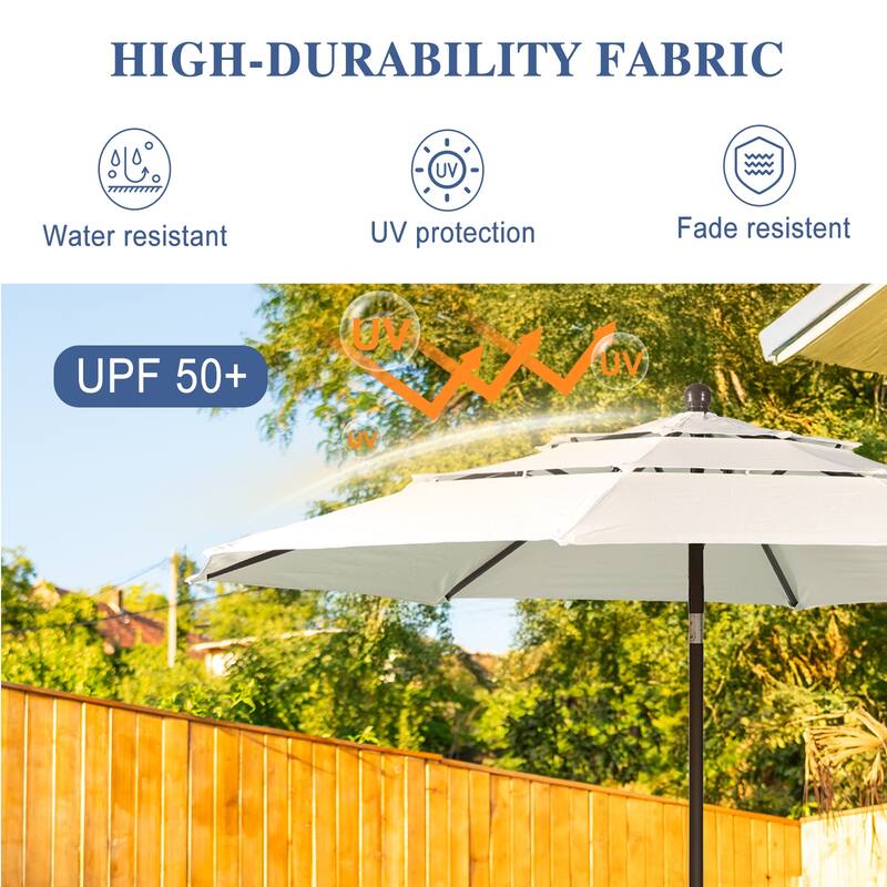 Aoodor Patio Umbrella 10 ft. for Dining Table Outdoor Market Yard Use 3 Tier Ventilation (Umbrella only)