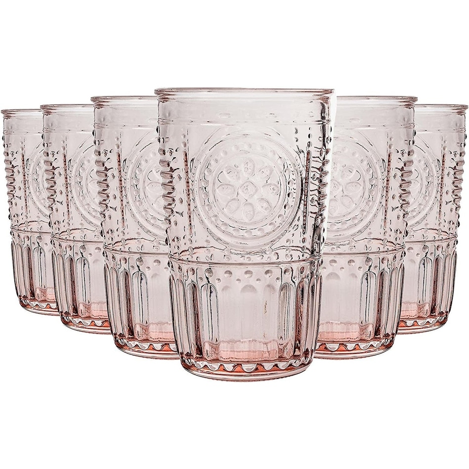 300ml Vintage Water Glasses, Romantic Drinking Glasses, Glassware Set for  Juice, Beverages, Beer, Cocktail - pink