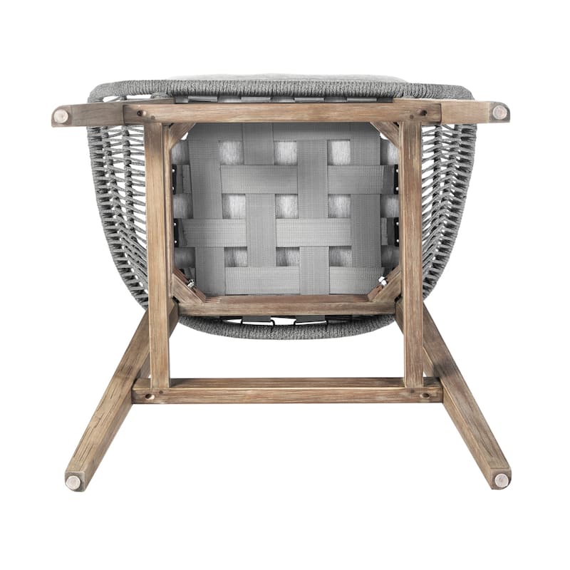Tutti Frutti Solid Eucalyptus Wood and Rope Outdoor Patio Counter or Bar Height Barstool