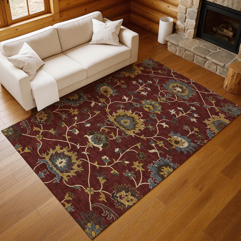 Machine Washable Indoor/ Outdoor Traditional Luna Chantille Rug