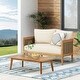 preview thumbnail 4 of 40, Christopher Knight Home Burchett Acacia Wood Outdoor Loveseat and Coffee Table Set with Optional Sunbrella Cushions Polyester Beige Cushion