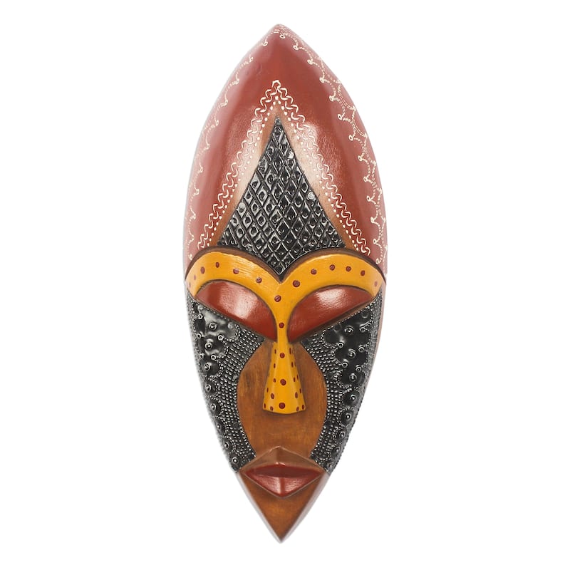 Novica Handmade Face Of Favor African Wood And Aluminum Mask